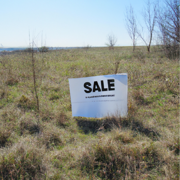 Open land with a for sale sign on it